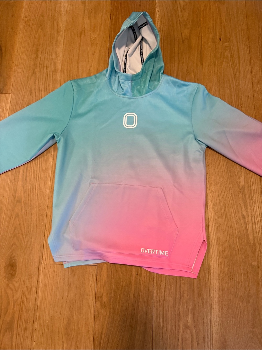 Overtime Kids Ombre Hooded Sweatshirt in Aqua & Pink